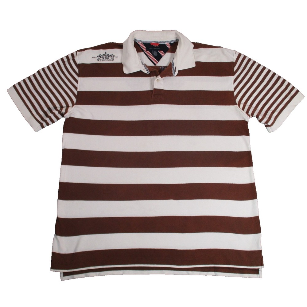 Tommy Hilfiger Rugby Polo SS Shirt Mens XXL Big Embroidered Crest on Back Y2K